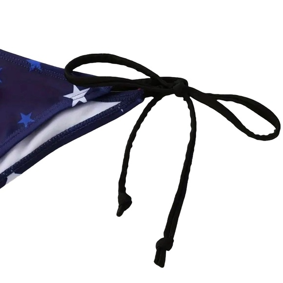 American Flag Stars Triangle Halter Side Tie Bikini Set - Picture 5 of 7